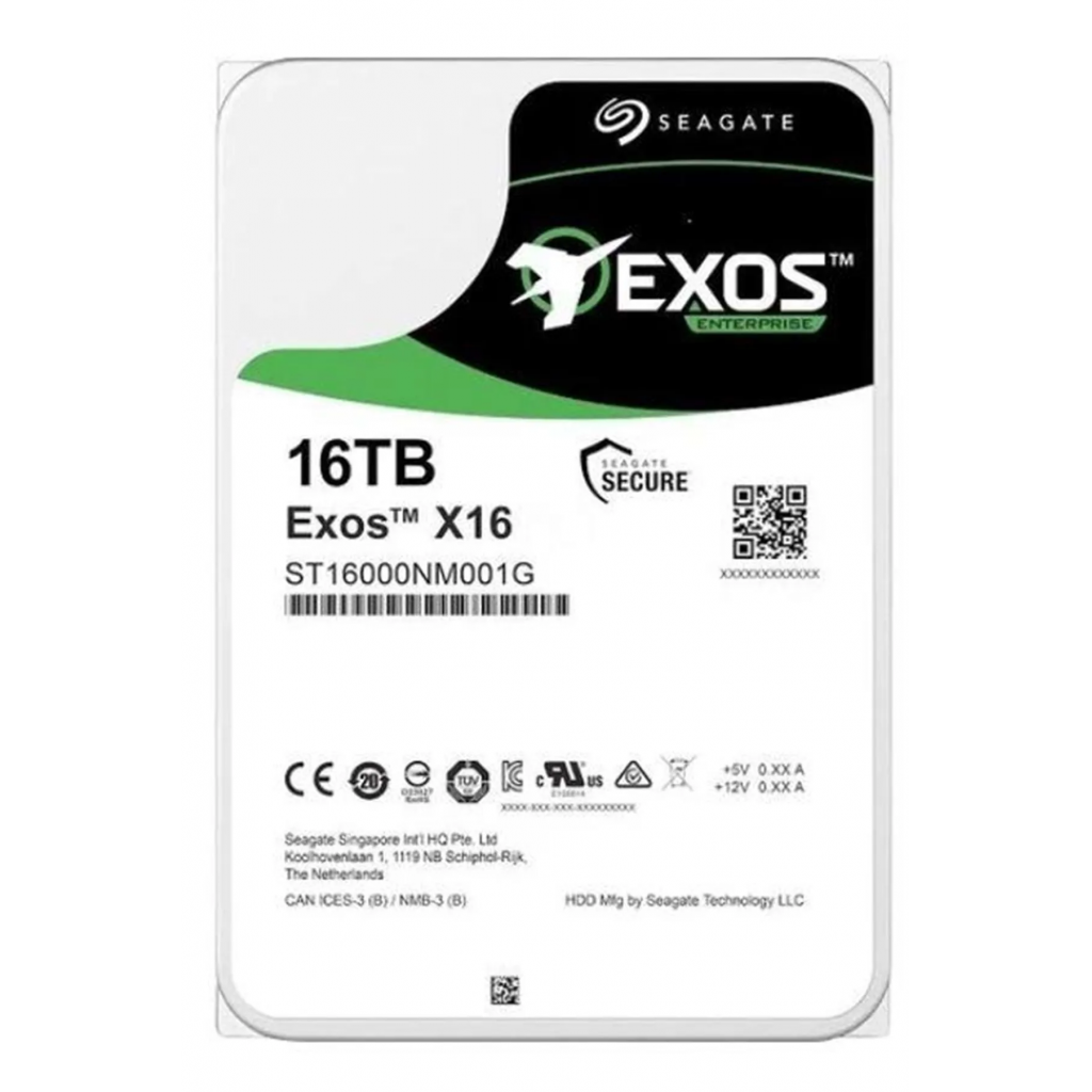 SEAGATE EXOS X16, ST16000NM001G, 3.5'', 16TB,  256Mb, 7200 Rpm, 7/24 Enterprise, DATA CENTER-GÜVENLİK-NAS-SERVER, HDD