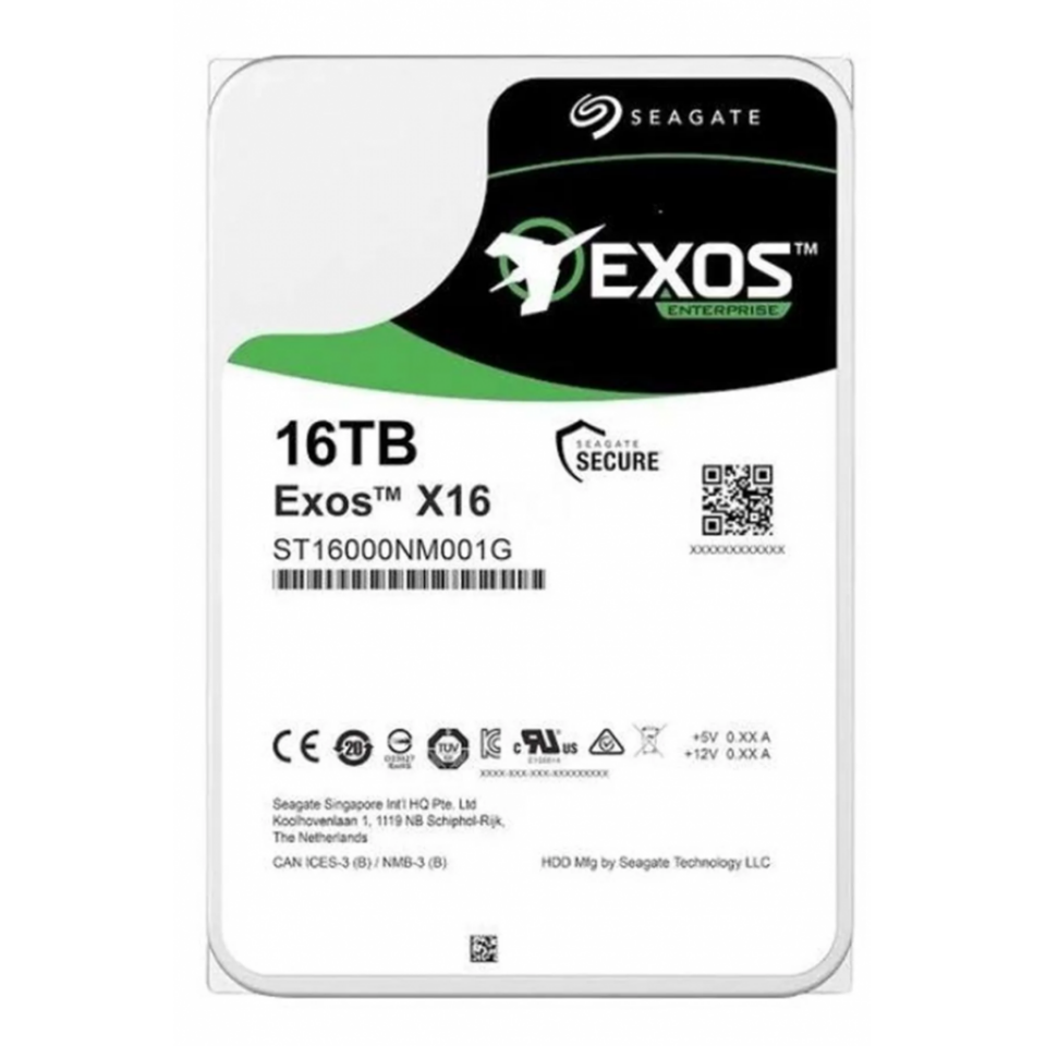 SEAGATE EXOS X16, ST16000NM001G, 3.5", 16TB,  256Mb, 7200 Rpm, 7/24 Enterprise, DATA CENTER-GÜVENLİK-NAS-SERVER, HDD