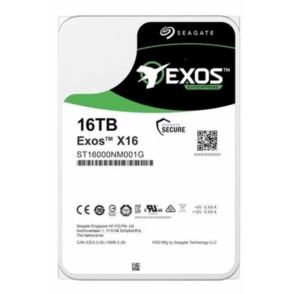 SEAGATE EXOS X16, ST16000NM001G, 3.5'', 16TB,  256Mb, 7200 Rpm, 7/24 Enterprise, DATA CENTER-GÜVENLİK-NAS-SERVER, HDD