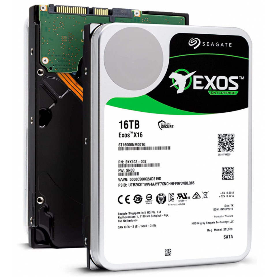 SEAGATE EXOS X16, ST16000NM001G, 3.5'', 16TB,  256Mb, 7200 Rpm, 7/24 Enterprise, DATA CENTER-GÜVENLİK-NAS-SERVER, HDD