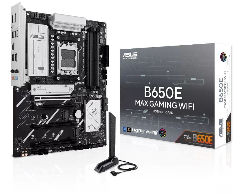 ASUS B650E MAX GAMING WIFI B650 DDR5 (Vga Yok) GLan 2.5G ATX HD DP WIFI6 BT M2 RGB AM5 AMD Anakart