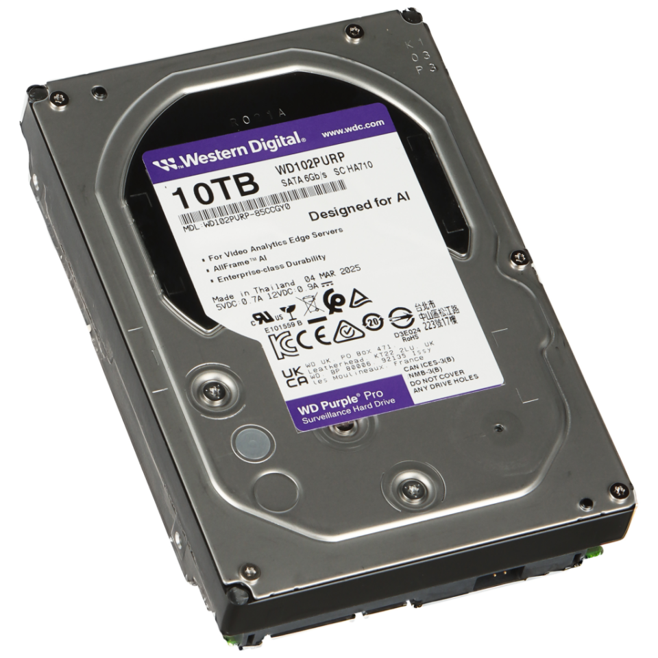 WD PURPLE WD102PURP Pro 3,5'' 10TB 512mb,  7200 Rpm, 7/24 Güvenlik HDD (Türkiye Distribütörü Garantili)