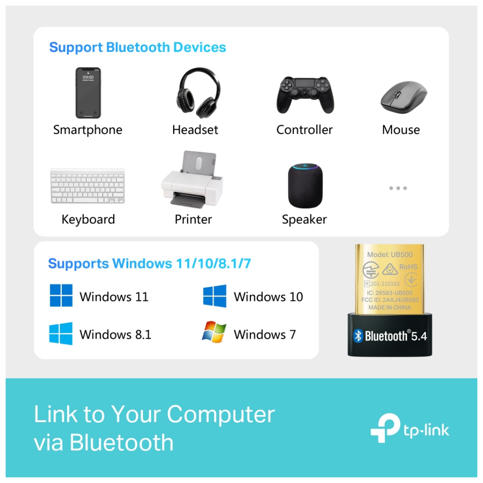 TP-LINK UB500 Bluetooth 5.4 Nano USB Adaptör