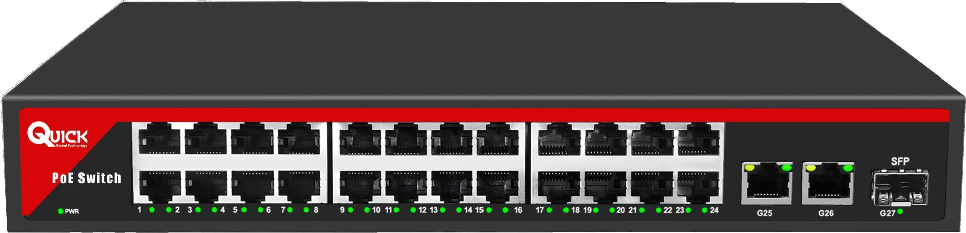 QUICK (Q24P3U) 24 PORT POE 10/100 +3x100/1000 350W SWİTCH