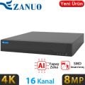 ZANUO ZN-NVR1116M 16 KANAL 1x14TB HDD DESTEKLİ 8MP KAMERA DESTEKLİ 4K NVR KAYIT CİHAZI