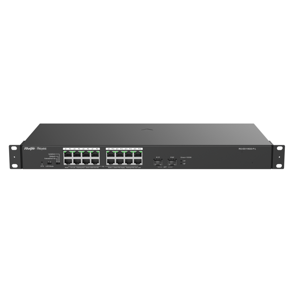 RUIJIE REYEE RG-ES118GS-P-L  18 Port, 16 Port  Gigabit PoE, 247W, 2 Port SFP,  Switch  Metal Kasa