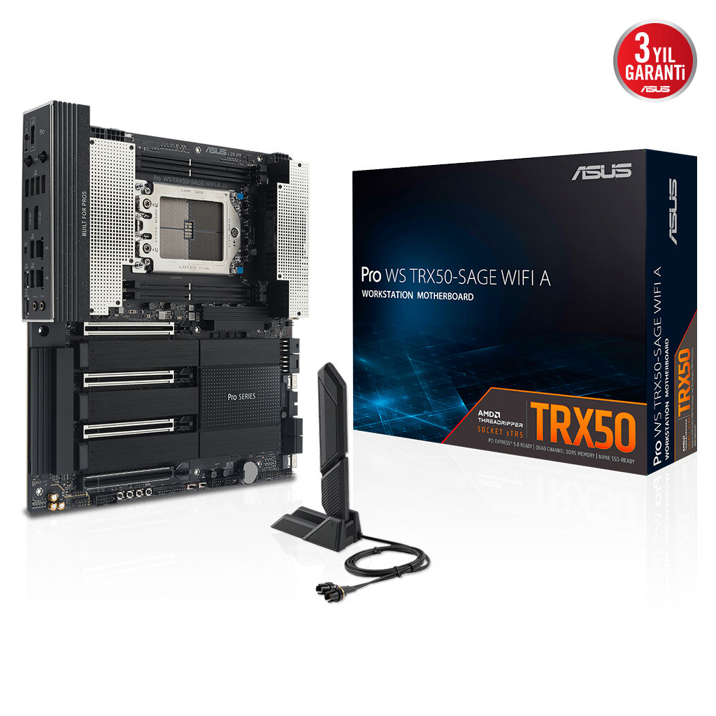 ASUS PRO WS TRX50-SAGE WIFI A, 4xDDR5, 4xM.2, HDMI, DP, Type-C, Wi-Fi 7, Bluetooth v5.4, TR5 Soket, CEB İş İstasyonu Anakart