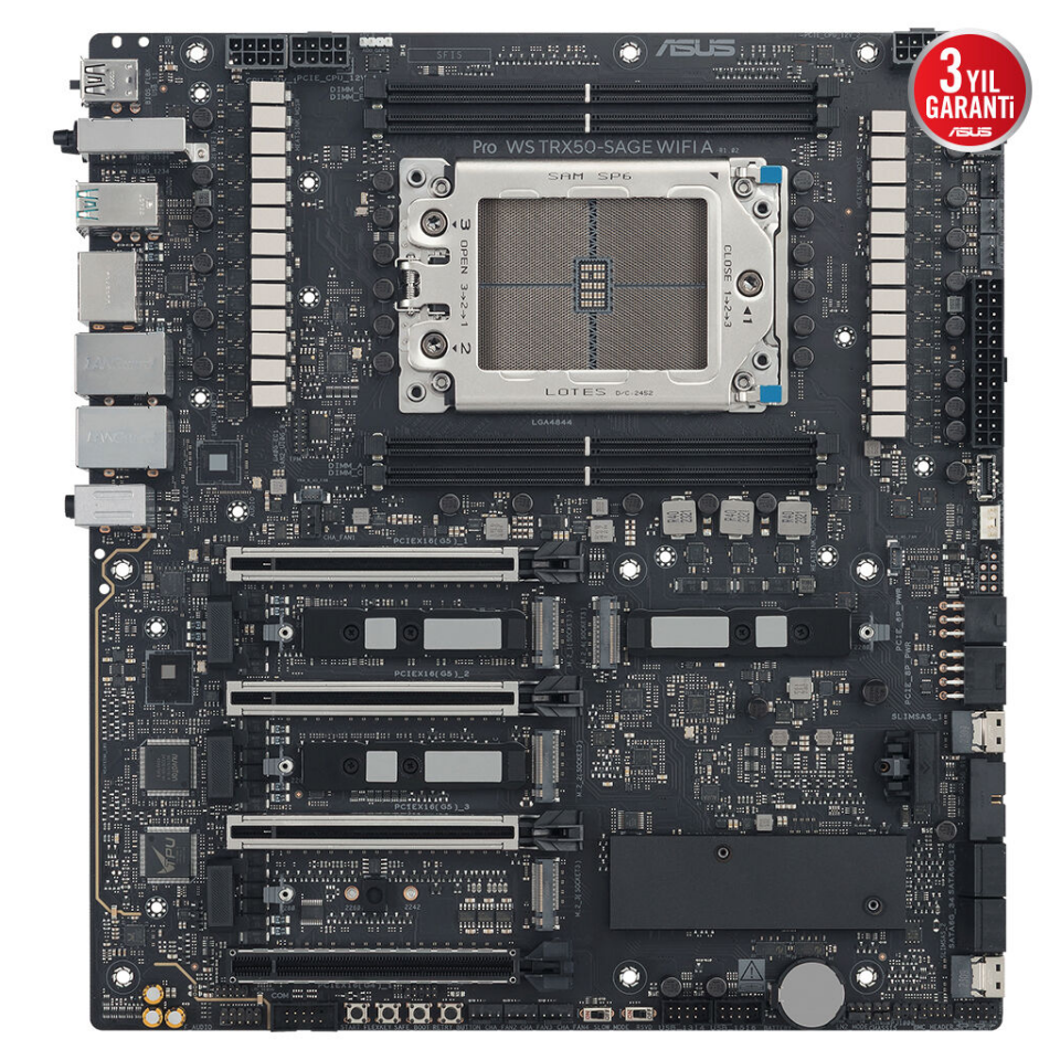 ASUS PRO WS TRX50-SAGE WIFI A, 4xDDR5, 4xM.2, HDMI, DP, Type-C, Wi-Fi 7, Bluetooth v5.4, TR5 Soket, CEB İş İstasyonu Anakart