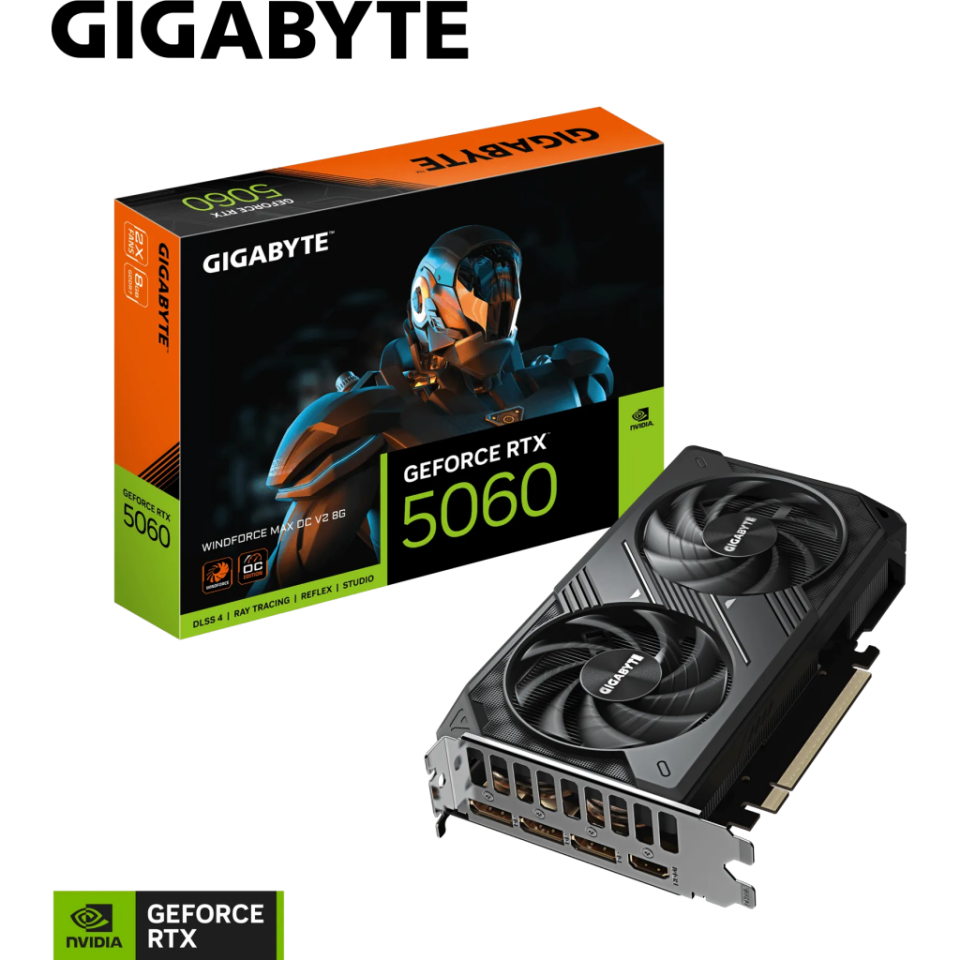 GIGABYTE GV-N5060WF2MAX OCV2-8GD, RTX5060, WINDFORCE MAX OCV2, 8Gb, GDDR7, 128BIT, 2 Fanlı, 1xHDMI, 3xDP, GAMING Ekran KARTI