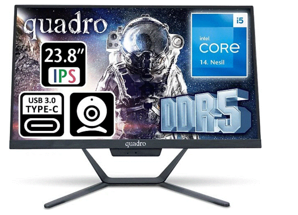 QUADRO STARK AI H424 14165 i5-14400 16GB 512GB SSD 23.8'' DOS All in One PC