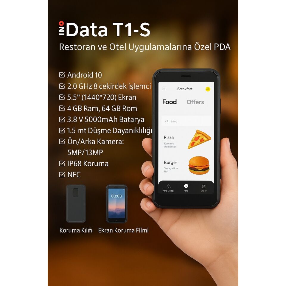 IDATA T1S 5.5'' WIFI ANDROID 10 4GB-RAM/64GB-ROM EL TERMİNALI