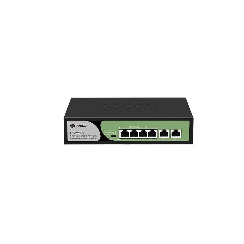 BDCOM S1500-4P2G 4 PORT 10/100/1000 4 PORT POE 2 PORT UPLINK 60W YONETILEMEZ DESKTOP SWITCH