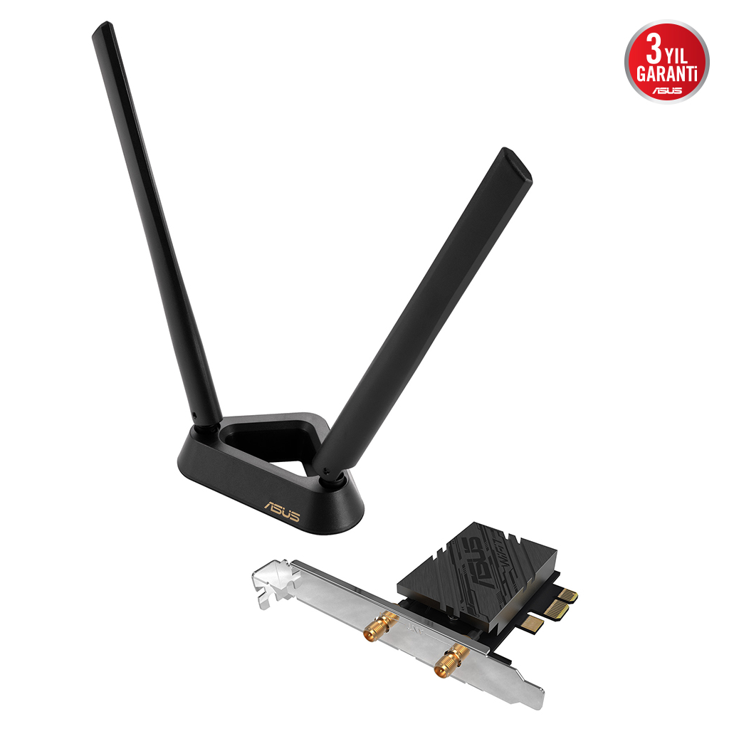 ASUS PCE-BE92BT, WIFI7, BE9400, 5764-2882-688Mbps, 6GHz-5GHz- 2.4GHz, Bluetooth 5.4, PCIe Ağ Adaptörü