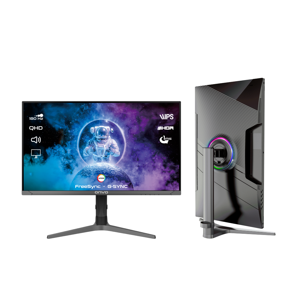 ONVO OV32MNT301GQ, 31,5" 1ms, 180Hz, WQHD, 2xHDMI, DP, 2x2W Hoparlör, Pivot, IPS Panel, NVDI G-Sync ve AMD FreeSync, GAMING Monitör