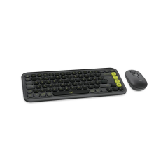 LOGITECH POP ICON COMBO, Siyah-Yeşil, 920-013075, Kablosuz, Türkçe Q, Klavye Mouse Set