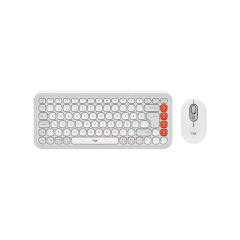 LOGITECH POP ICON COMBO, Beyaz-Turuncu, 920-013076, Kablosuz, Türkçe Q, Klavye Mouse Set