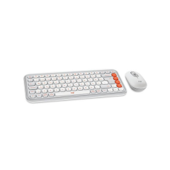 LOGITECH POP ICON COMBO, Beyaz-Turuncu, 920-013076, Kablosuz, Türkçe Q, Klavye Mouse Set