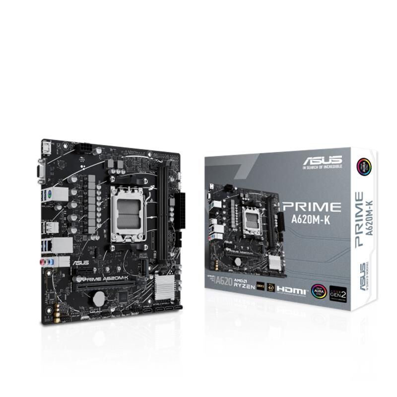 ASUS PRIME A620M-K DDR5 6400MHZ 1XVGA 1XHDMI 1XM.2 USB 3.2 MATX AM5 (AMD AM5 9000/8000/7000 SERİLERİ İLE UYUMLU)
