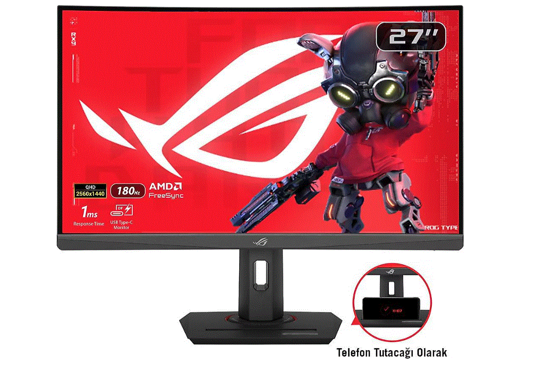 ASUS ROG Strix XG27WCS 27'' Curved (Kavisli) 1ms 180Hz QHD 2K 2560x1440 HDMI DP Siyah Monitör