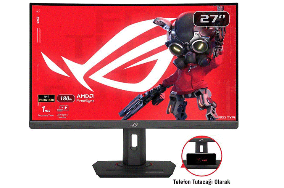 ASUS ROG Strix XG27WCS 27'' Curved (Kavisli) 1ms 180Hz QHD 2K 2560x1440 HDMI DP Siyah Monitör