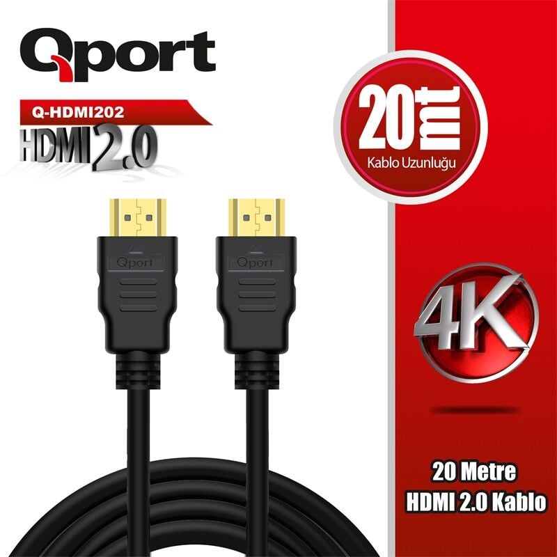 QPORT Q-HDMI202 HDMI 2.0 VERSİYON 4K 60HZ 20 METRE KABLO