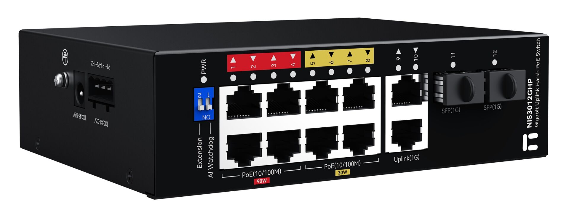 STONET NIS3012GHP 8 Port Poe + 2GE + 2SFP Yönetilemez Endüstriyel Poe Switch