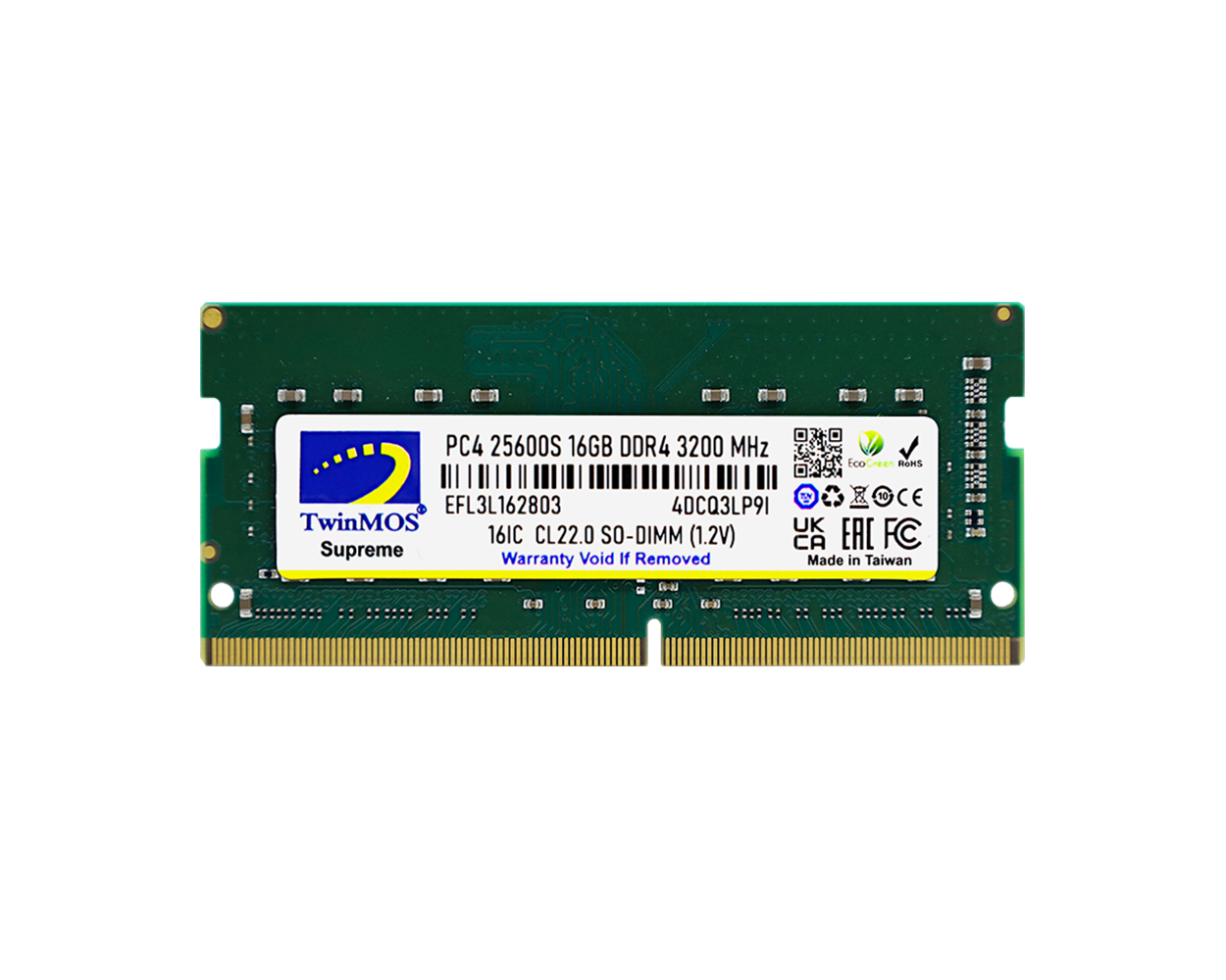 TWINMOS MDD416GB3200N 16GB (Tek Parça) DDR4 3200Mhz Notebook Bellek