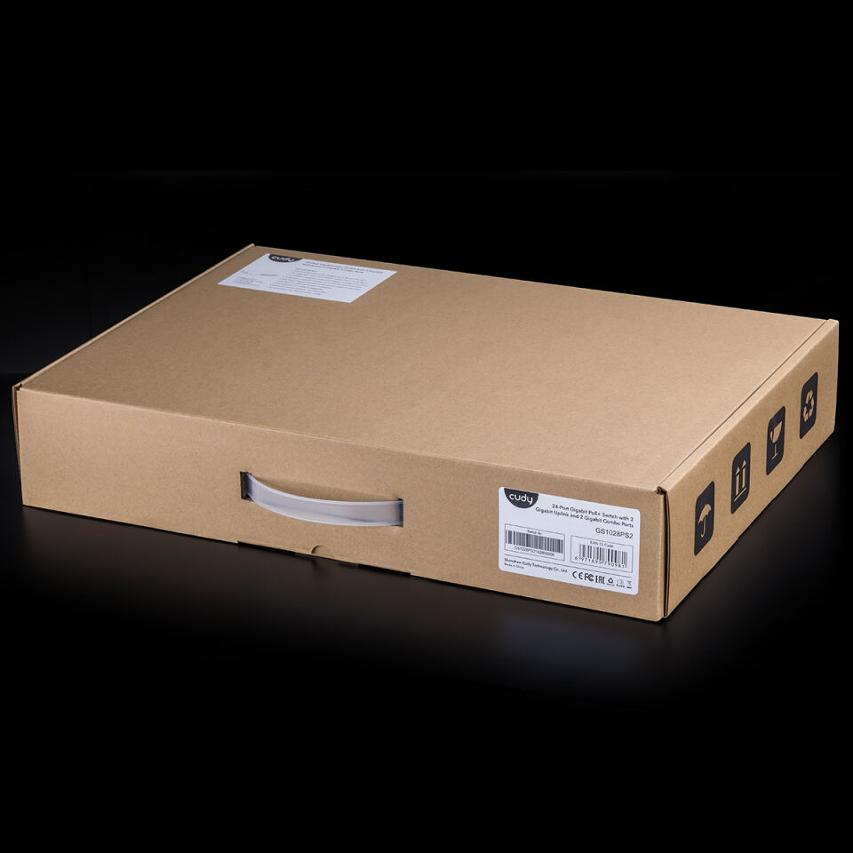 CUDY GS1028PS2 28 Port Gbit 24 Port PoE+ 300W 2xSFP Uplink Rackmount Yönetilemez Switch