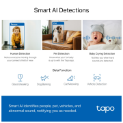 TP-LINK Tapo TC72 (C220), 2K QHD 4,0Mpix, İç Mekan WiFi, 9Mt. Gece Görüşü, 360 Dönüş, İki Yönlü Ses Güvenlik Yapay Zeka Destekli Kamera