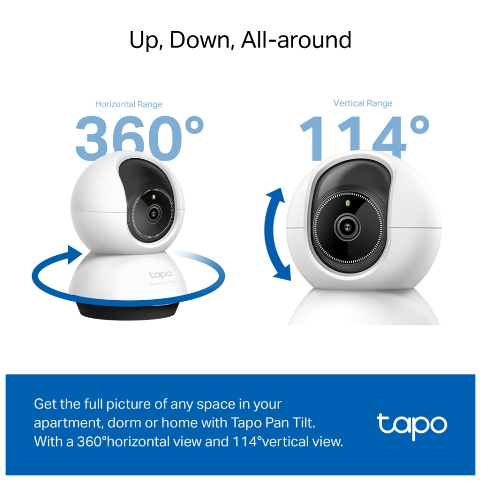 TP-LINK Tapo TC74 (C230), 3K, 5,0Mpix, İç Mekan, WiFi, 12Mt. Gece Görüşü, 360 Dönüş, İki Yönlü Ses Güvenlik Yapay Zeka Destekli Kamera