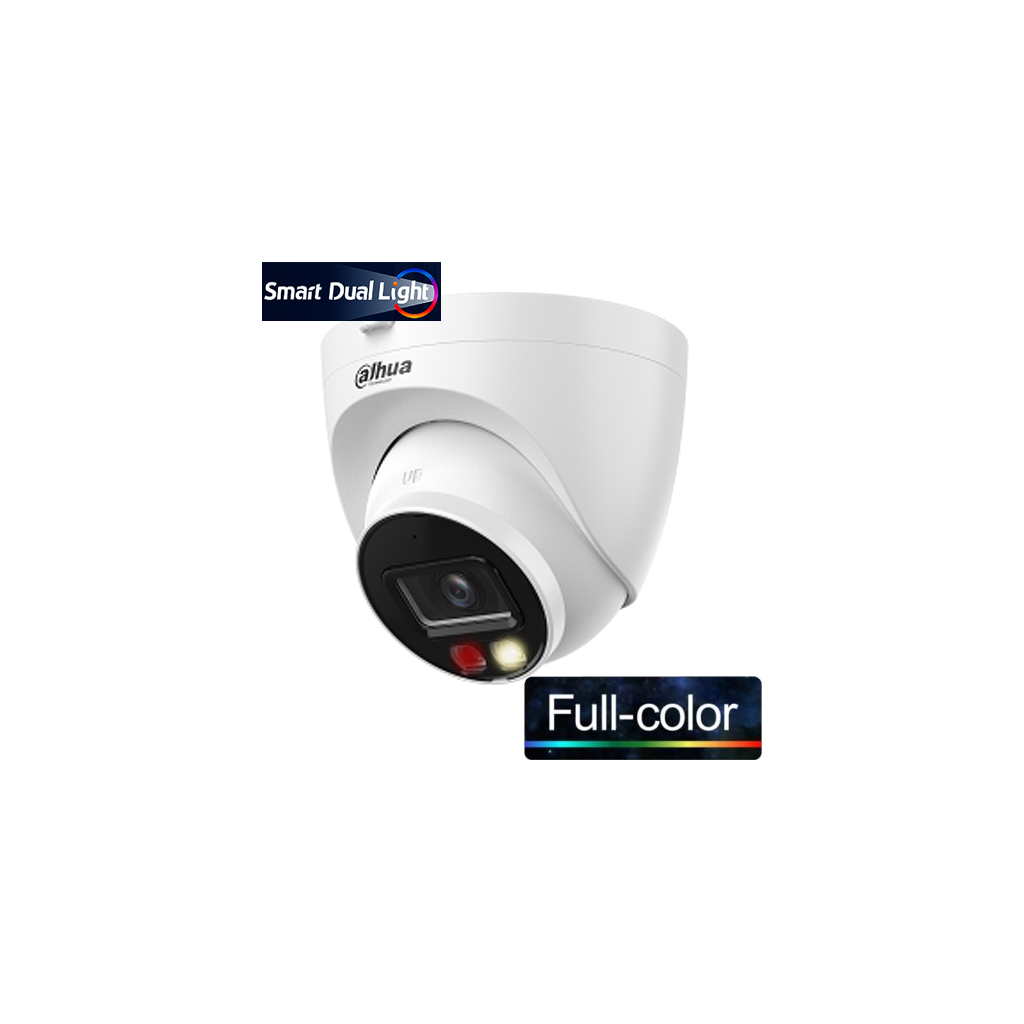 DAHUA IPC-HDW1249T-S-IL 2Mpix, 2,8mm  Lens, SD Kart, Smart Dual Light, H265+, 30Mt Gece Görüşü, Dahili Mikrofon, IP67, PoE Dome IP Kamera