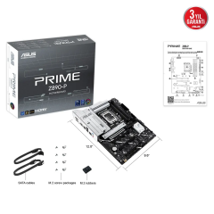 ASUS PRIME Z890-P, 7600MHz, 4xDDR5 4x M.2, HDMI, DP, Type-C, Intel Core Ultra CPU(Seri 2), LGA1851 Soket Anakart