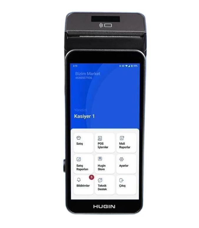 HUGIN S1 Mobil Yazar Kasa Pos Temassız Özellikli 4G Android 12 Cihaz ( Ücretsiz Kurulum )