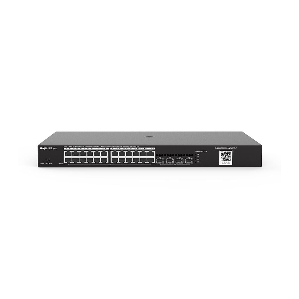 RUIJIE REYEE RG-NBS3100-24GT4SFP-P 24 PORT 10/100/1000 24 PORT POE 4 X SFP 370 WATT YONETILEBILIR RACK MOUNT SWITCH