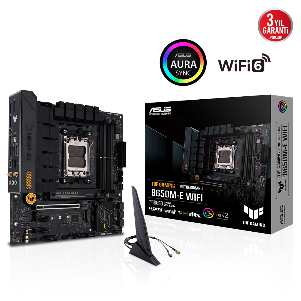 ASUS TUF GAMING B650M-E WIFI, 4xDDR5, 2x M.2, HDMI, DP, Type-C, Wi-Fi 6, Bluetooth v5.2, AM5 Soket GAMING Anakart