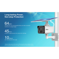 DAHUA IPC-HFW2441DG-4G-SP-B-MAX  4Mpix, 3,6mm   Lens, H265+, 30Mt Gece Görüşü, Dahili Mikrofon, IP67,  Solar(Güneş Enerjili) IP Kamera