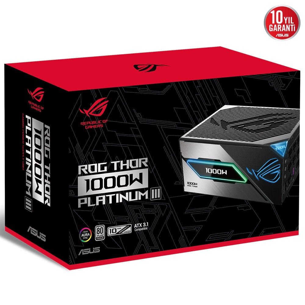 ASUS ROG-THOR-1000P3 1000W 80+ PLATINUM MANYETİK OLED EKRAN POWER SUPPLY PCI-E 5.0