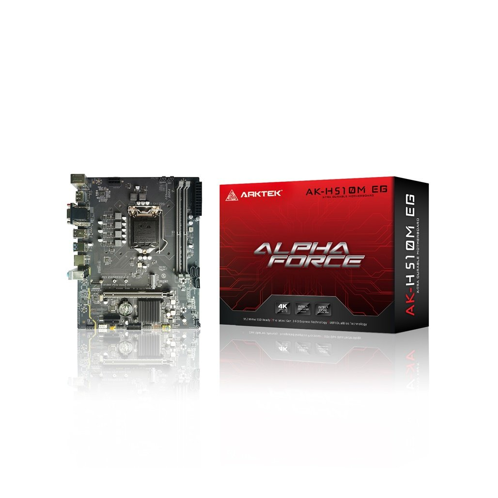 ARKTEK ALPHA FORCE, AK-H510M EG VS, 2xDDR4, M.2, 2x HDMI, DP, 10-11.Nesil, LGA1200 Soket, Anakart