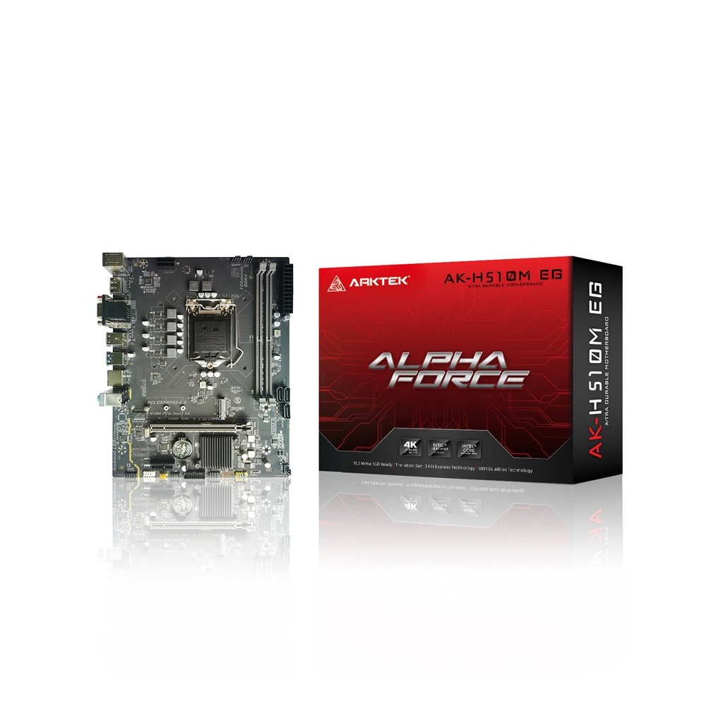 ARKTEK ALPHA FORCE, AK-H510M EG VS, 2xDDR4, M.2, 2x HDMI, DP, 10-11.Nesil, LGA1200 Soket, Anakart