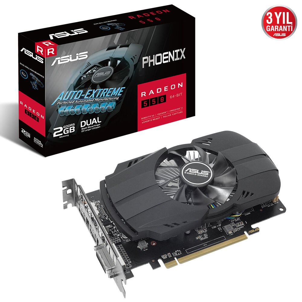 ASUS PH-550-2G 2GB AMD 550 GDDR5 64bit HDMI DP DVI 16x Ekran Kartı