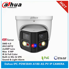 DAHUA  IPC-PDW3849-A180-AS-PV  2X4Mpix, 2,8mm Lens,H265+, 25Mt Gece Görüşü, IP67, Dahili Mikrofon, TiOC Duo Süper Geniş Açı Dome Ip Kamera