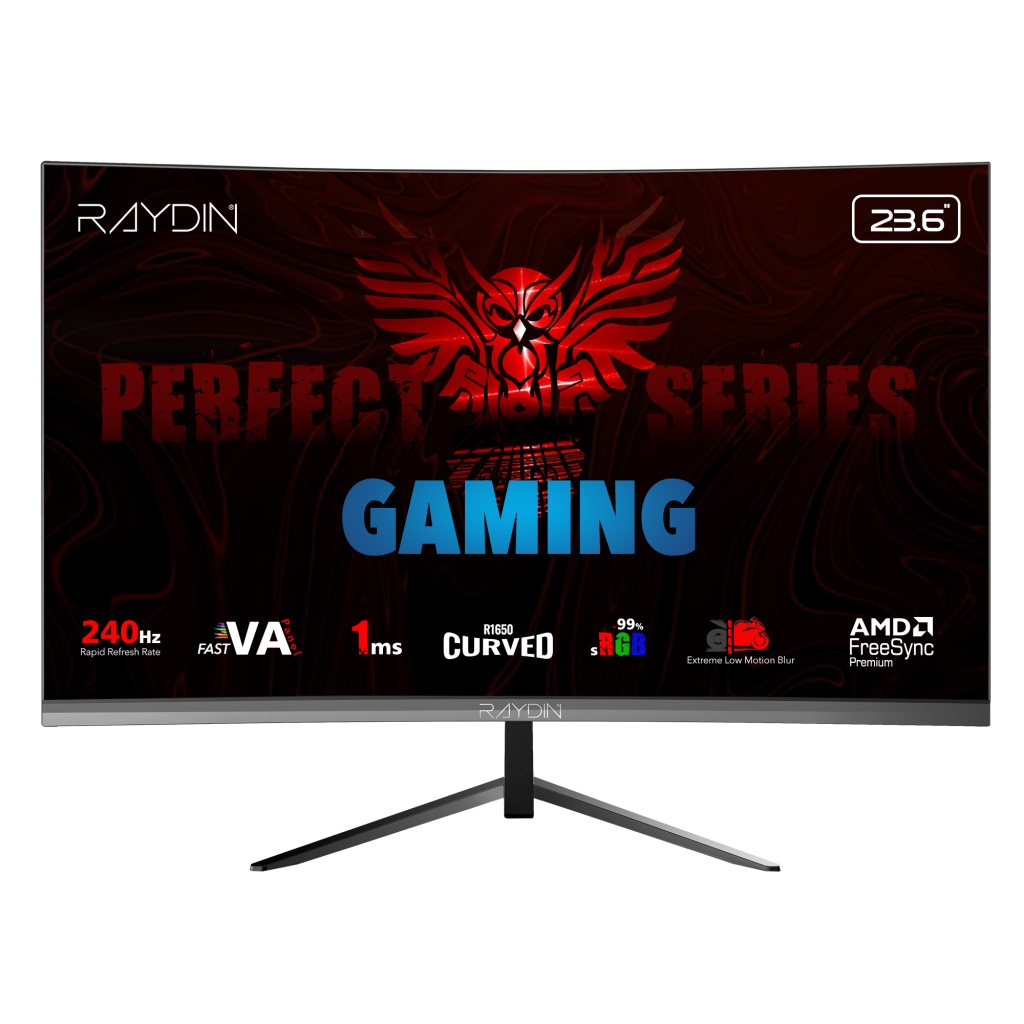 RAYDIN MM24RFA-240HZ, 23.6", 1ms, 240Hz, Full HD, HDMI, DP, Hoparlör, VA LED, R1650 Curved, Frameless, FreeSync Gaming Monitör