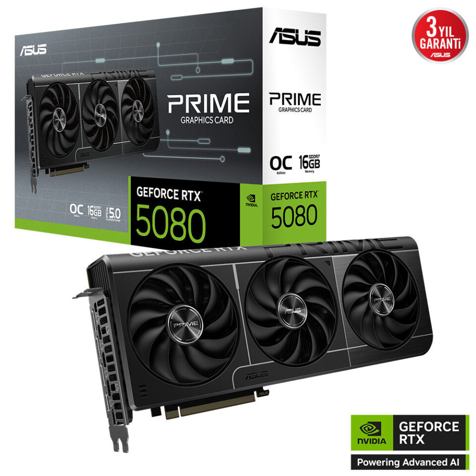 ASUS PRIME-RTX5080-O16G RTX5080 16GB GDDR7 256Bit 3xDP/1xHDMI
