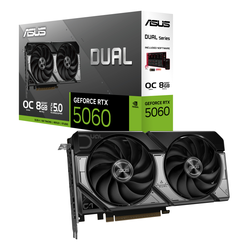 ASUS DUAL-RTX5060-O8G 8GB Nvidia RTX5060 GDDR7 128bit HDMI 3xDP 16x Ekran Kartı
