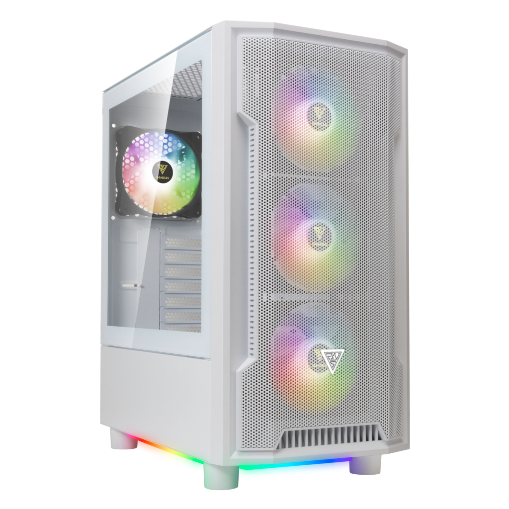 GAMDIAS ATHENA M6 Lite WH, 850W, 80+ Bronze, Tempered Glass, Mesh, ARGB, ATX, White Edition, GAMING KASA