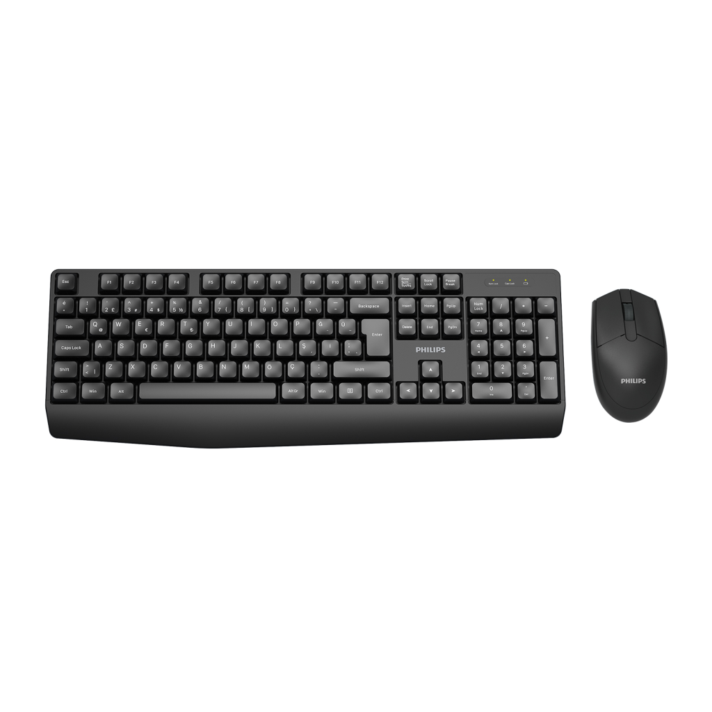 PHILIPS SPT6337B, Siyah, Türkçe Q, 2.4Ghz Kablosuz, Klavye Mouse Set