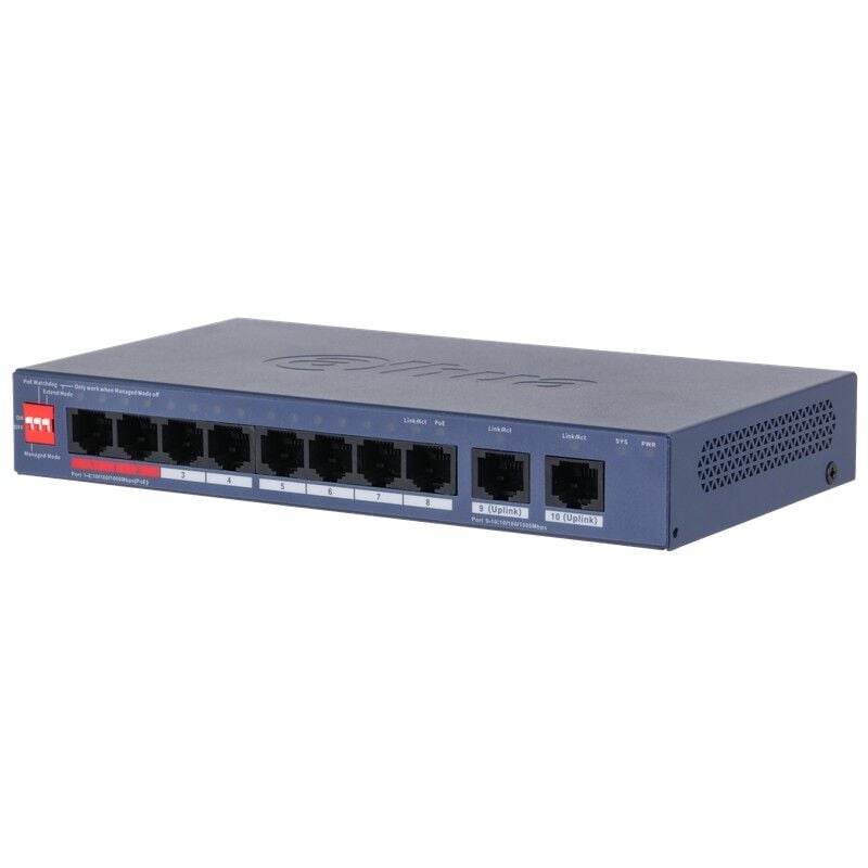 DAHUA CS4010-8GT-110 8 PORT GIGABIT + 2 PORT GIGABIT RJ45 UPLINK CLOUD YÖNETİLEBİLİR 110W POE METAL KASA SWITCH