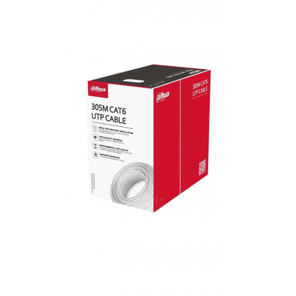 DAHUA DH-PFM920I-6UN-C, CAT6 305m, 24AWG 0.53mm, UTP, %100 Bakır, PVC, Kablo, Beyaz Renk