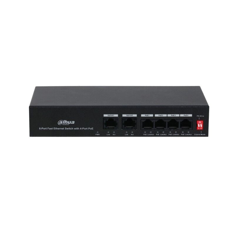DAHUA PFS3006-4ET-36 4 PORT 10/100 + 2 PORT 10/100 UPLINK 36W POE METAL KASA SWITCH