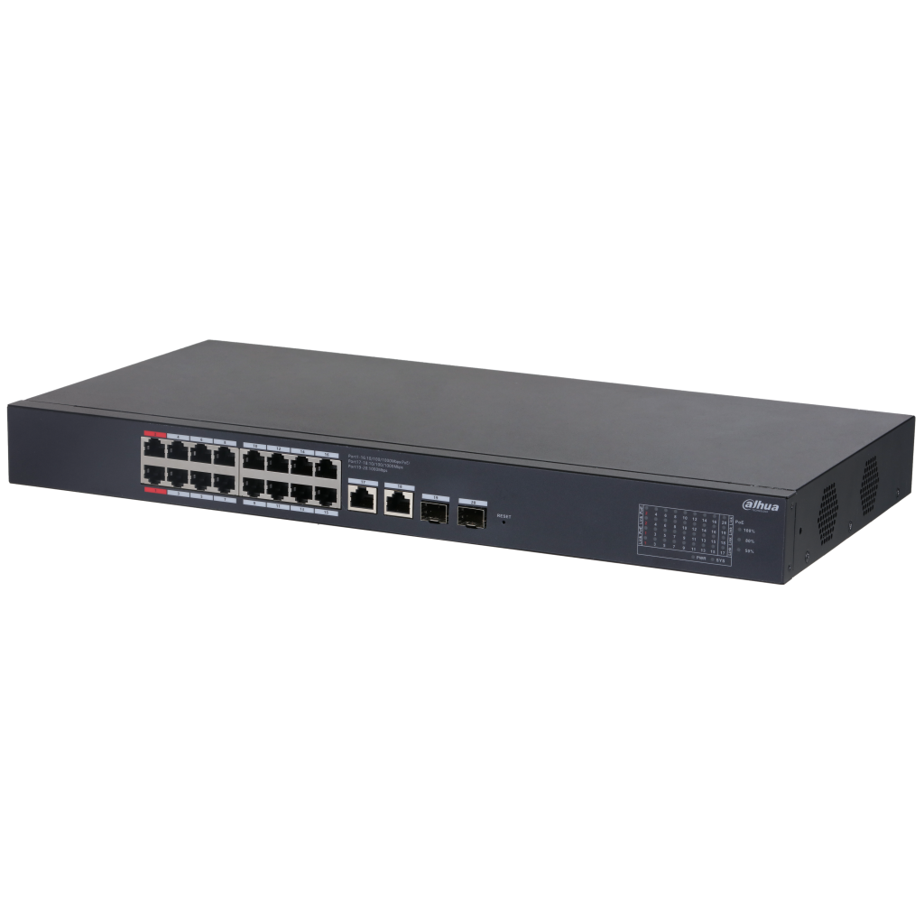 DAHUA CS4220-16GT-240, 16Port, Gigabit, PoE 240W, 2 Port Gigabit Uplink, 2 Port SFP Gigabit Combo, Cloud Yönetilebilir, Switch
